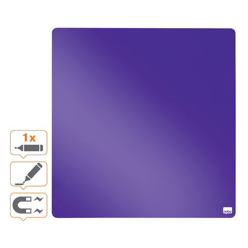 Nobo Mini Wall Mountable Magnetic Whiteboard Tile 1903897 Lacquered Steel Frameless 360 mm x 360 mm Purple