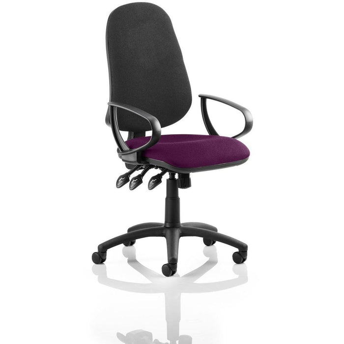 Dynamic Independent Seat & Back Task Operator Chair Loop Arms Eclipse Plus XL Black Back, Bergamot Cherry Seat Without Headrest High Back