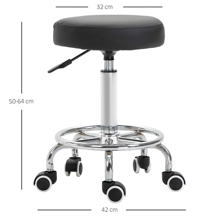 Vinsetto Round Leather Salon Working Beautician Stool Black