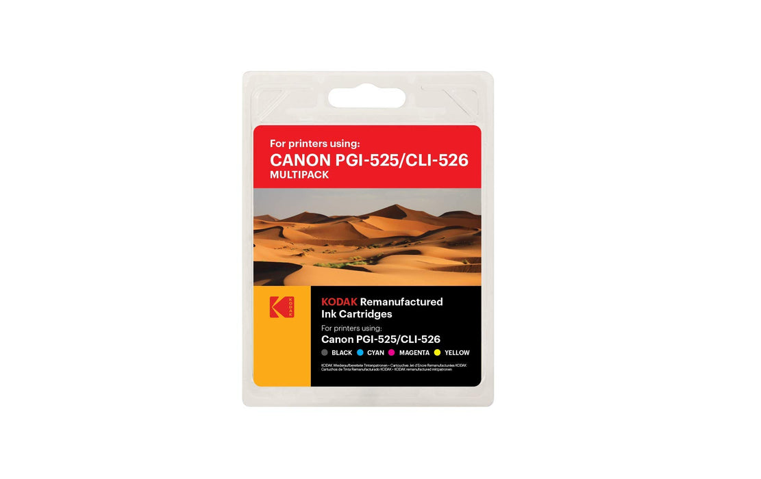 Kodak Ink Cartridge Compatible with Canon PGI-525 Black. CLI-526 B.C.M.Y Black, Cyan, Magenta, Yellow Pack of 5