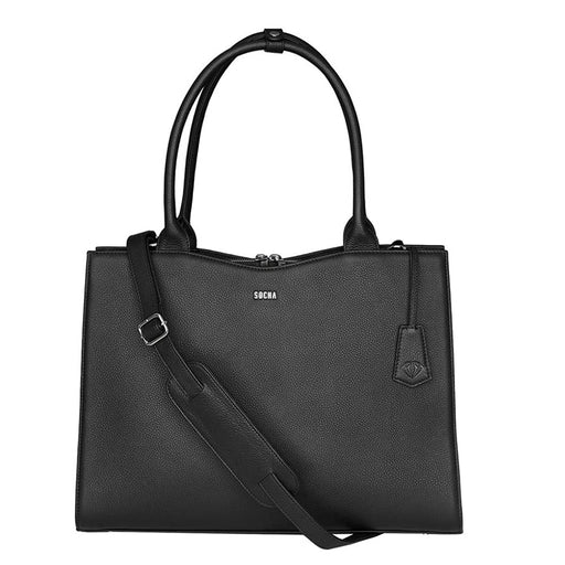 SOCHA Laptop Bag Diamond 14 Inch Leather Black 39 x 12 x 29 cm