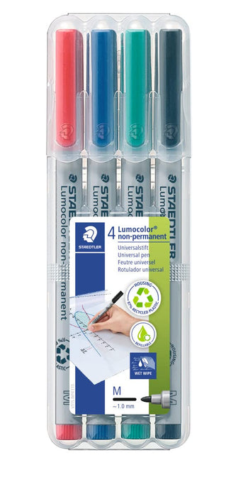 STAEDTLER Non- Permanent OHP Marker Medium Felt tip Assorted Pack of 4