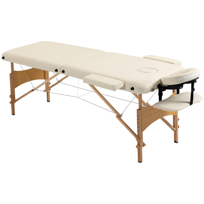 HOMCOM Portable Folding Massage Table, 2 Sections-Cream