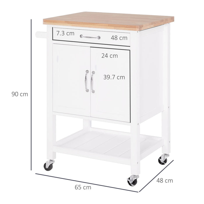 HOMCOM Kitchen Island W/ Drawer-White/Oak Colour 65 x 48 x 90 cm