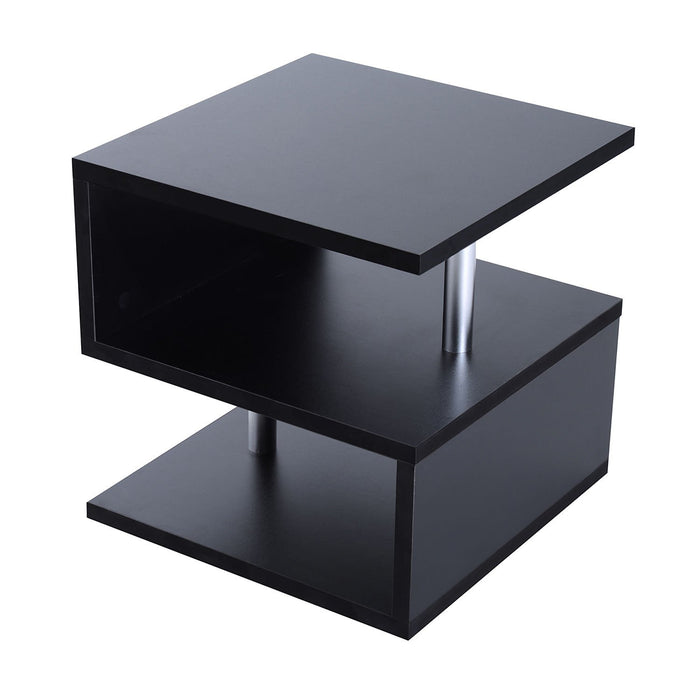 Homcom Coffee Table 2 Tier with Shelves Black 500 x 500 x 500 mm