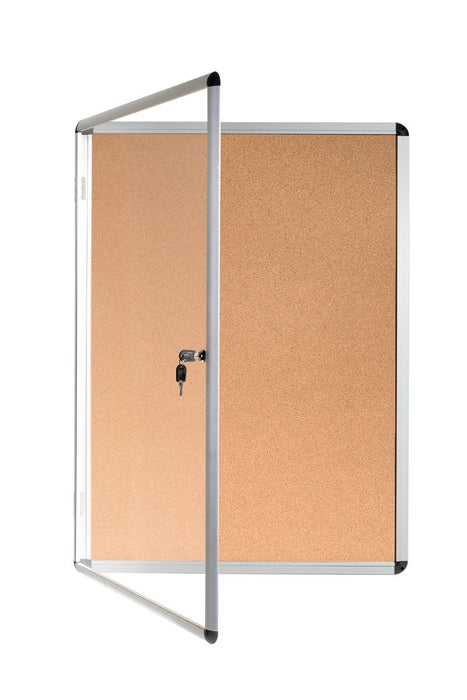 Bi-Office Enclore Indoor Lockable Notice Board Non Magnetic 6 x A4 Wall Mounted 72 (W) x 67.4 (H) cm Brown