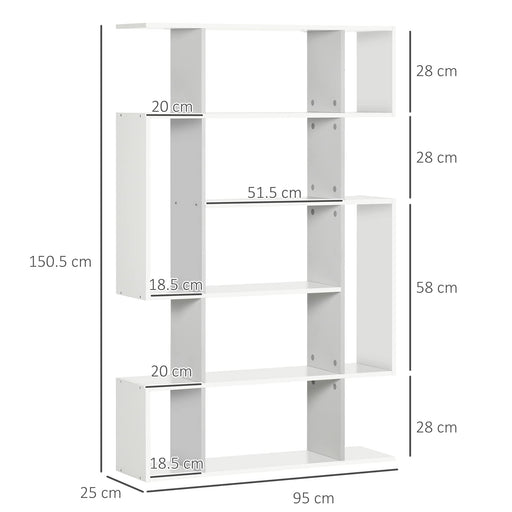 HOMCOM Bookcase 836-542WT White 950 x 250 x 1,505 mm