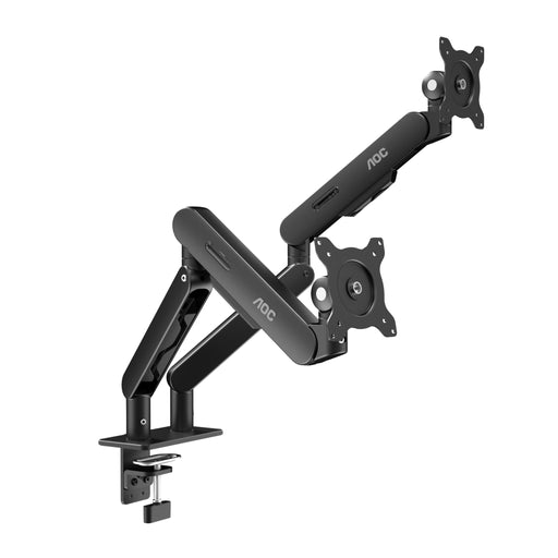 AOC AM420B - Mounting kit (grommet mount, clamp, monitor arm, gas spring) - for 2 flat panels - simple and sleek - aluminium alloy - black - screen size: 17"-34" - desk-mountable