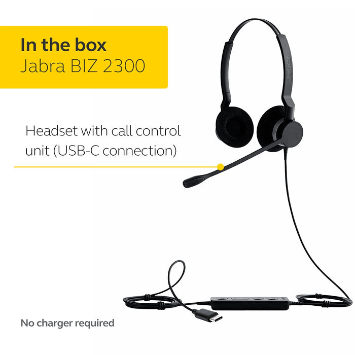 Jabra BIZ 2300 USB-C MS Duo - Headset - on-ear - wired - USB-C