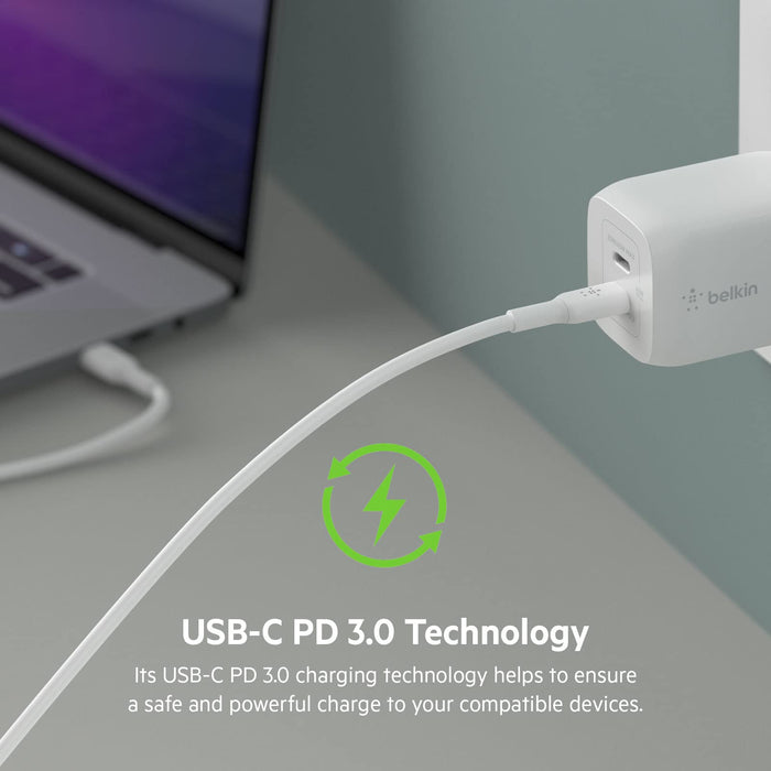 Belkin BOOST CHARGE PRO 65W Power Delivery PPS Universal Dual USB-C GaN Charger White