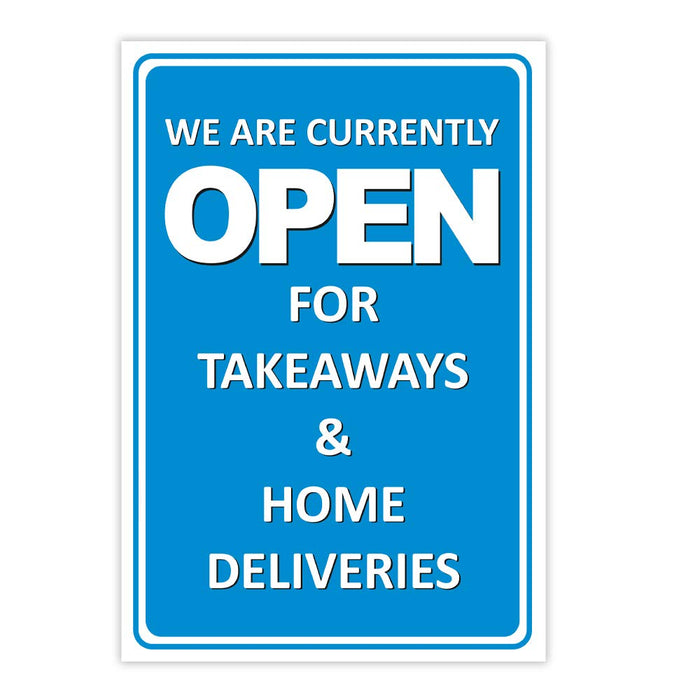 Trodat Information Sign We are currently open for takeaways and home deliveries Aluminium 20 x 30 cm