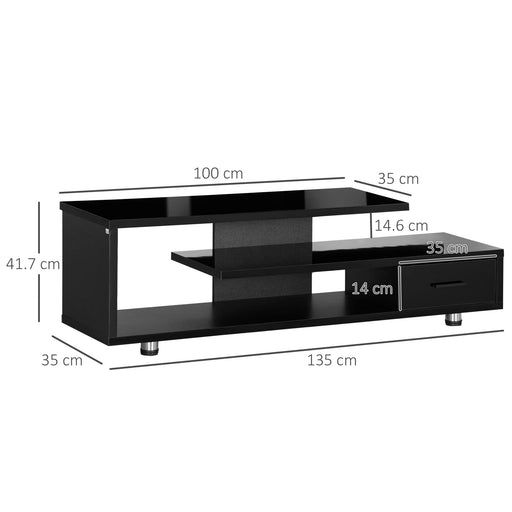 HOMCOM TV Stand Particleboard Black 135 x 35 x 41.7 cm