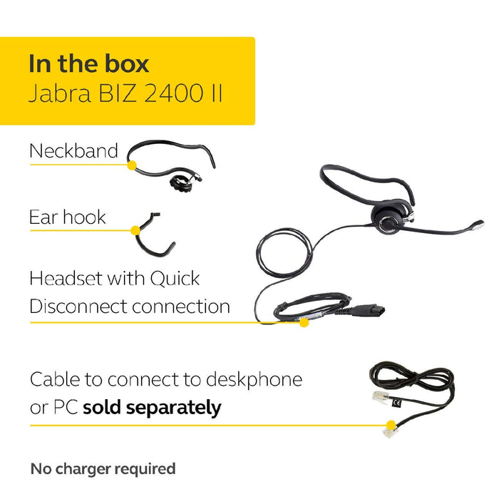 Jabra BIZ 2400 II QD Mono UNC 3-in-1 - Headset - on-ear - convertible - wired - Quick Disconnect