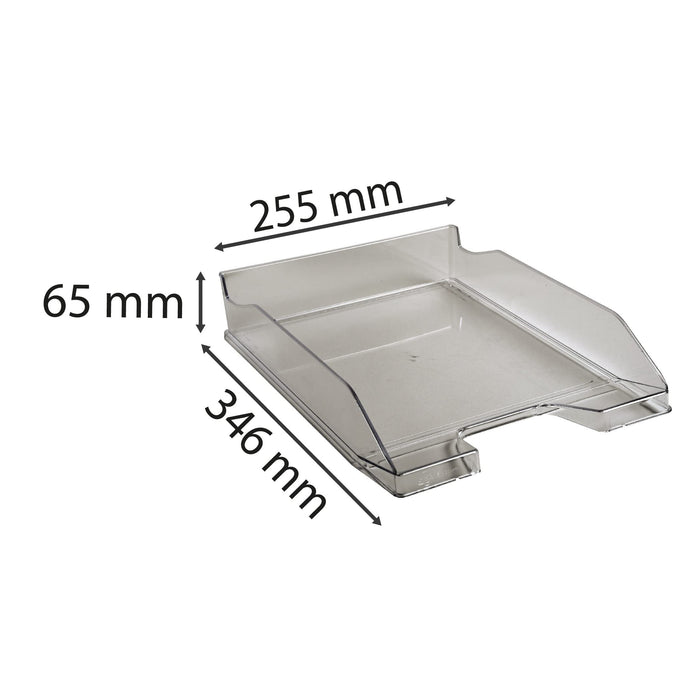 Exacompta Letter Tray Combo Midi Glossy Grey, Translucent Pack of 6