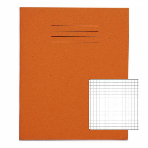 Rhino 8 x 6.5 Exercise Book 48 Page Orange  Ruled 5mm Squares S5 (Pack 100) - VEX342-312-2