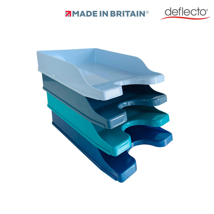 Deflecto Letter Tray Stackable Aqua Tone Cool Breeze Pack of 4