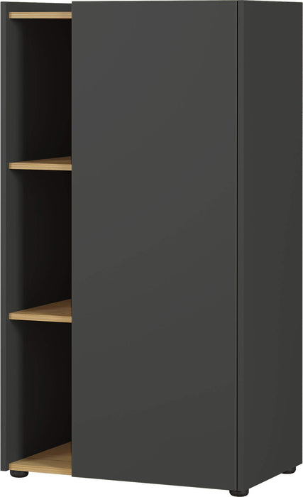 GERMANIA Melamine resin coated chipboard Filing Cabinet Oak Graphite, Multiplex-Navarra repro 620 x 420 x 1,150 mm