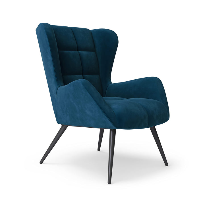 Alphason Chair Blue Velvet PB; Fabric; Metal; Foam