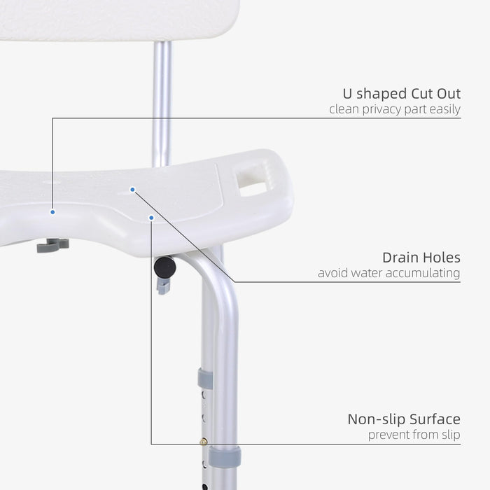 HOMCOM Shower Stool Plastic White