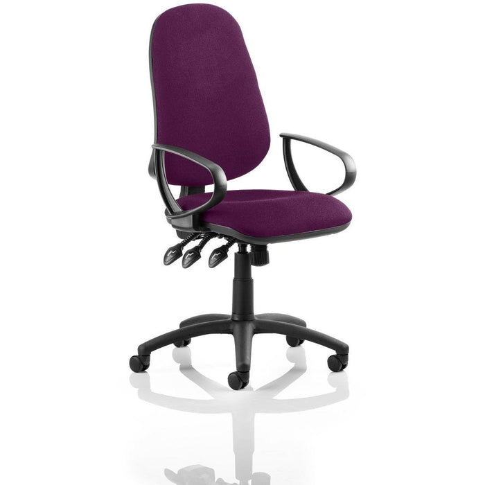 Dynamic Independent Seat & Back Task Operator Chair With Green Fabric Loop Arms Eclipse Plus XL Without Headrest High Back