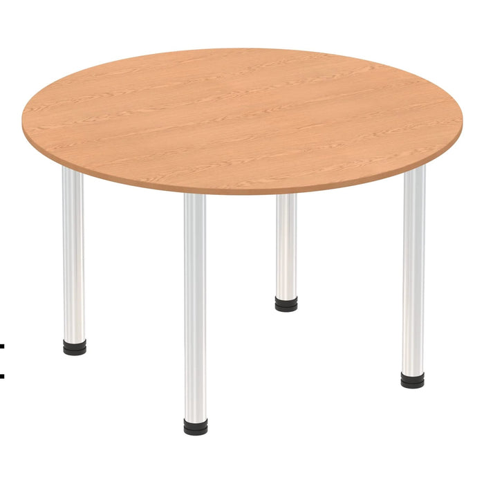 Round Meeting Table Beech MFC Post Legs Silver Impulse 1200 x 1200 x 730mm