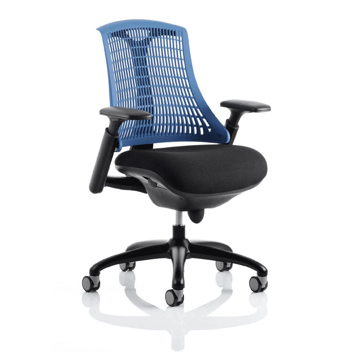 Dynamic Synchro Tilt Task Operator Chair Height Adjustable Arms Flex Orange Back, BLack Seat, Black Frame Without Headrest Medium Back