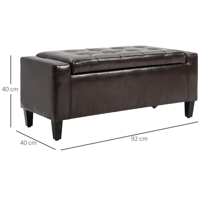 HOMCOM Leather Storage Bench Brown