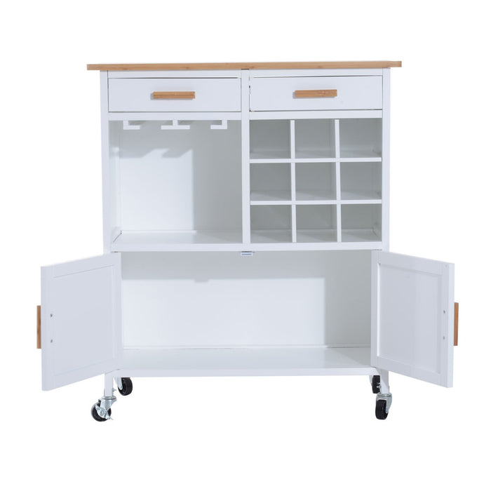 HOMCOM Rolling Kitchen Cart Island White 76 x 40 x 88 cm