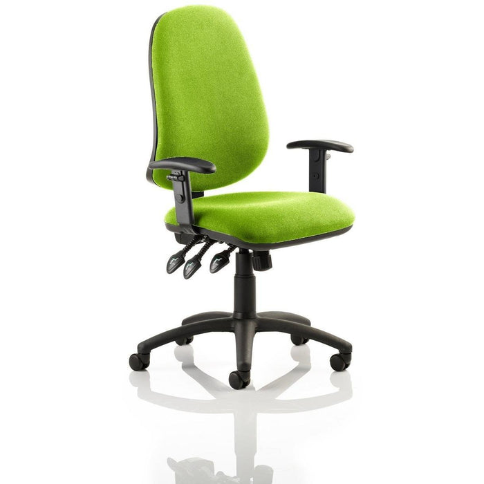 Dynamic Permanent Contact Backrest Task Operator Chair Height Adjustable Arms Eclipse Plus XL Myrrh Green Seat Without Headrest High Back