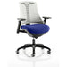 Dynamic Synchro Tilt Task Operator Chair Height Adjustable Arms Flex White Back, Stevia Blue Seat, Black Frame Medium Back