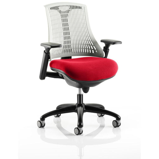 Dynamic Synchro Tilt Task Operator Chair Height Adjustable Arms Flex White Back, Bergamot Cherry Seat, Black Frame Without Headrest Medium Back