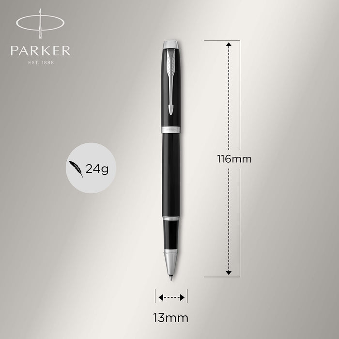 Parker IM Rollerball Pen Black Lacquered Barrel with Chrome Trim Fine Black