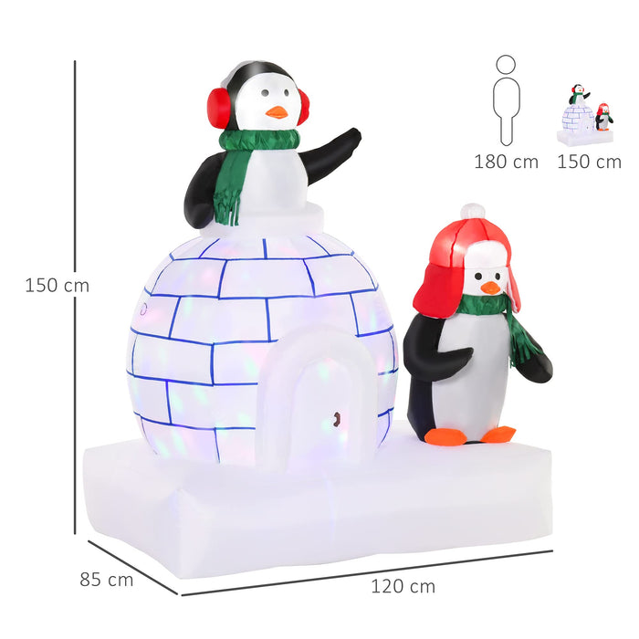 HOMCOM Christmas Two Penguins Inflatable White 85 x 150 cm