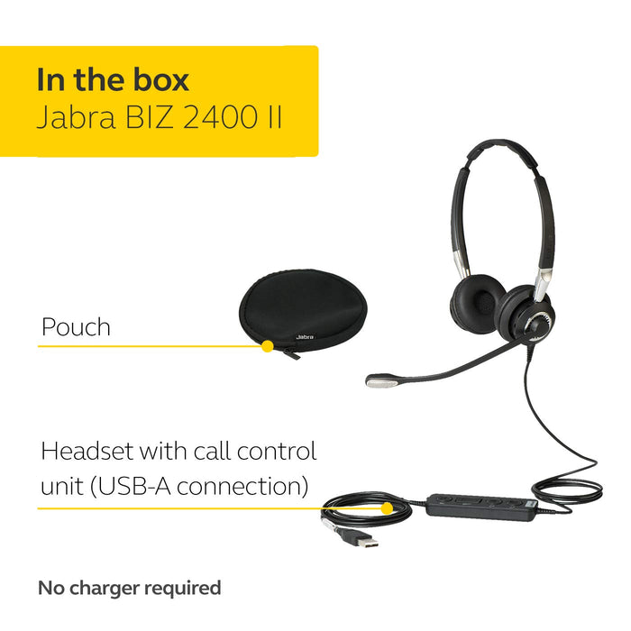 Jabra BIZ 2400 II USB Duo CC MS - Headset - on-ear - convertible - wired - USB - Certified for Skype for Business