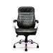 Nautilus Designs Ltd. High Back Italian Leather Faced Synchronous Executive Armchair with Integral Headrest and Chrome Base Black