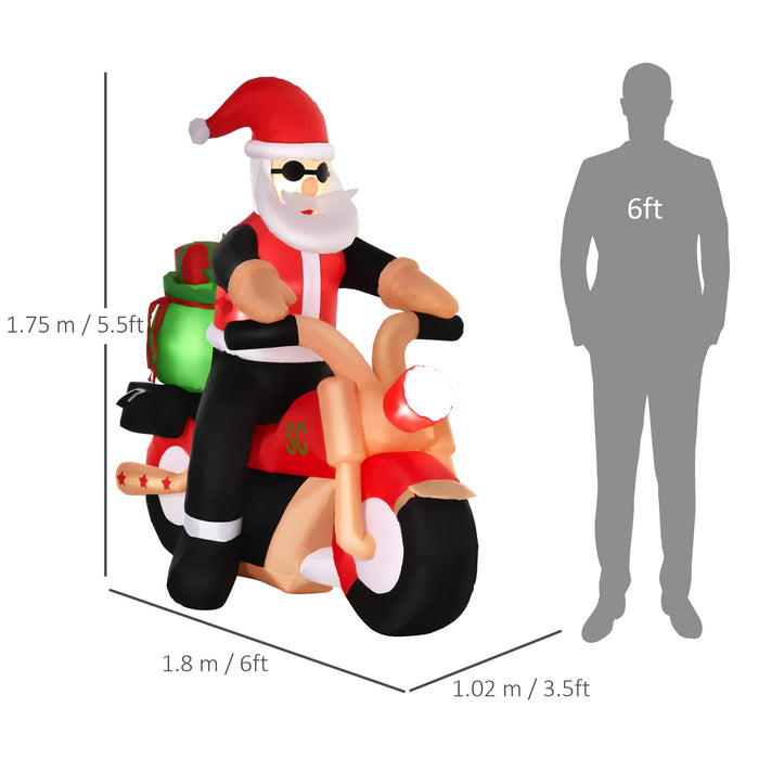 HOMCOM Christmas Santa in Motorcycle Inflatable Multicolour