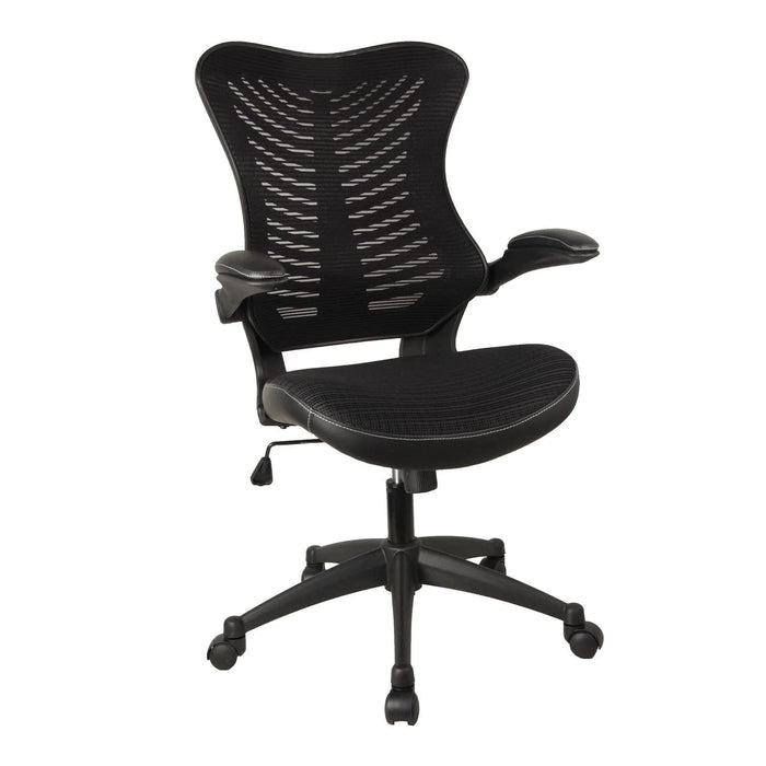 Nautilus Designs Ltd. Executive Medium Back Mesh Chair with AIRFLOW Fabric on the Seat Red