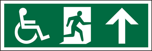 Fire Exit Sign Wheel Chair Up Arrow Plastic 15 x 45 cm