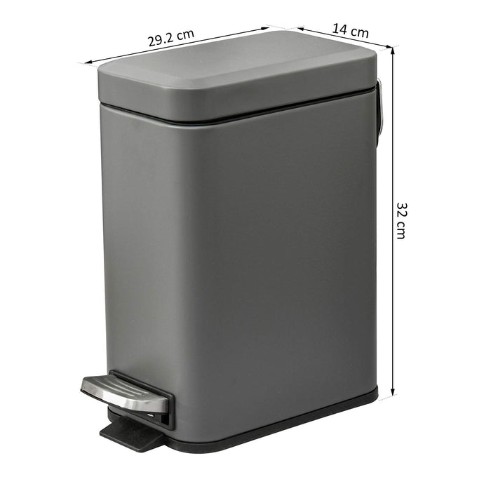 HOMCOM Bin 5 L Grey Steel 14 x 32 cm