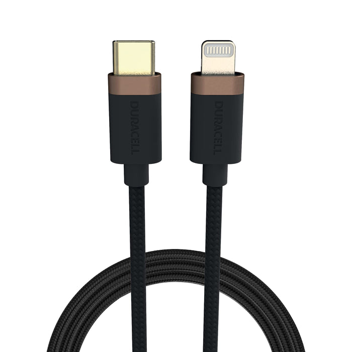 Duracell - Lightning cable - 24 pin USB-C to Lightning - 1 m - black - for Apple iPad/iPhone/iPod (Lightning)