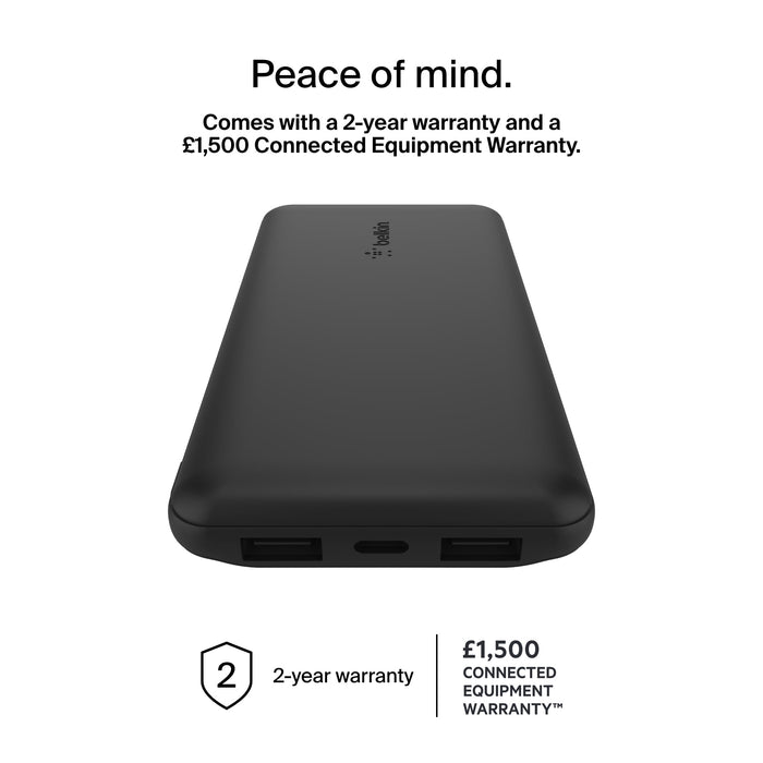 Belkin BoostCharge 10K USB-A USB-C 15W Power Bank Rose Black