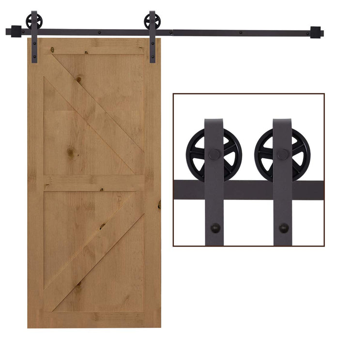 HOMCOM Sliding Barn Door Steel Brown