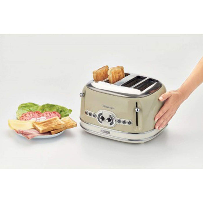 Ariete Toaster 4 Slices Stainless Steel Vintage 1600W Beige