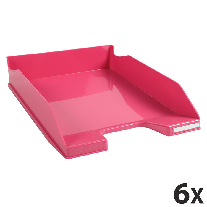 Exacompta Letter Tray Combo Midi Glossy Raspberry Pack of 6