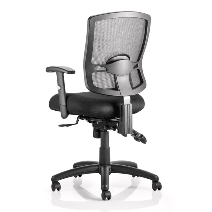 Dynamic Basic Tilt Task Operator Chair Height Adjustable Arms Portland III Black Back, Maringa Teal Seat Without Headrest Medium Back