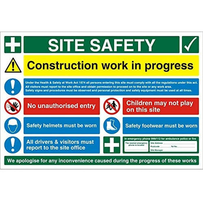 Site Sign Site Safety PVC 60 x 90 cm