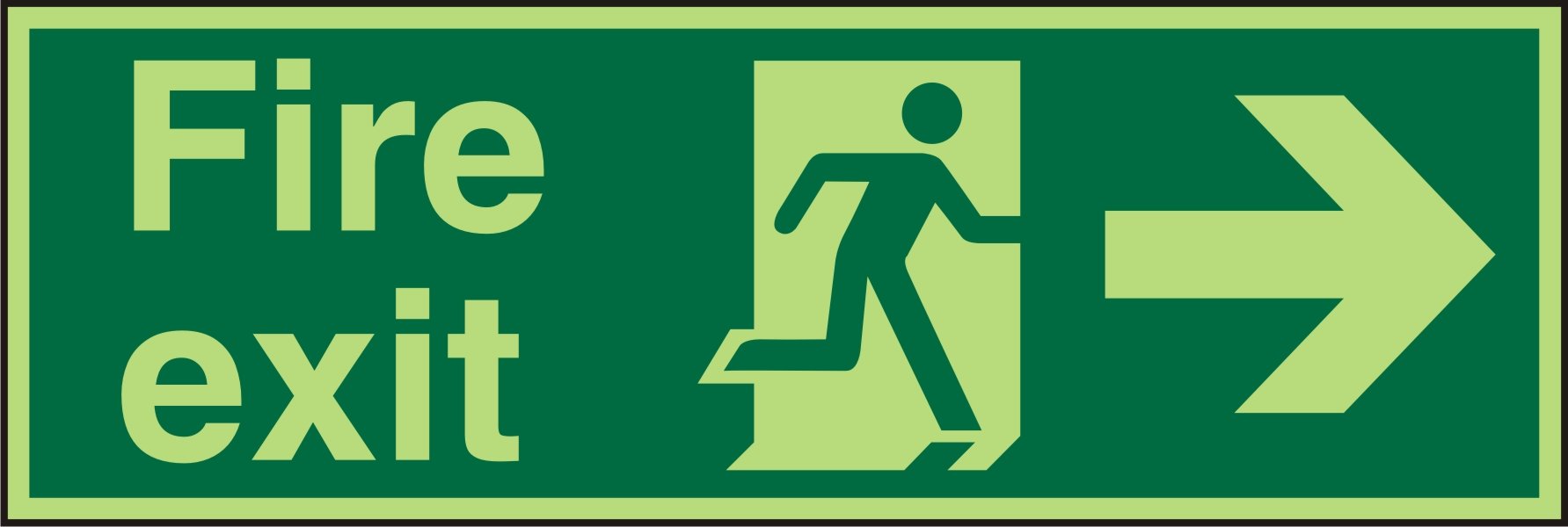 Fire Exit Sign Man Running with Right Arrow Acrylic 10 x 30 cm