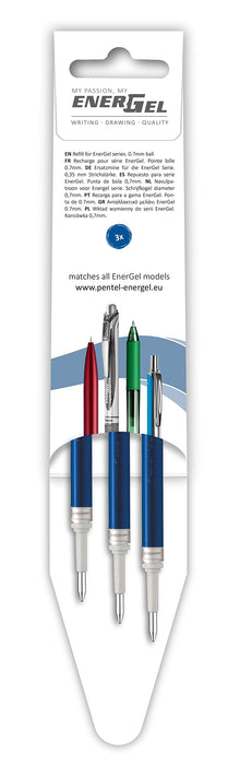 Pentel EnerGel Roller Refill 0.4 mm Blue LR7-3C Set of 3