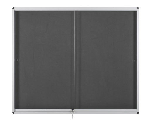 Bi-Office Exhibit Indoor Lockable Notice Board Non Magnetic 12 x A4 Wall Mounted 96.7 (W) x 92.6 (H) cm Brown