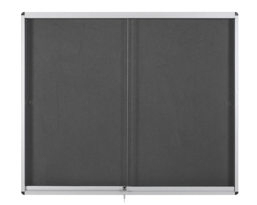 Bi-Office Exhibit Indoor Lockable Notice Board Non Magnetic 12 x A4 Wall Mounted 96.7 (W) x 92.6 (H) cm Brown